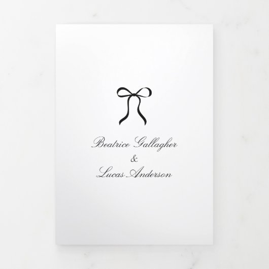 Invitation Trois Volets Simple Bow Classic Wedding (Page de couverture)