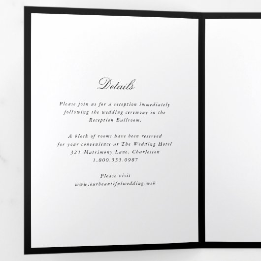 Invitation Trois Volets Simple Bow Classic Wedding (Intérieur en premier)