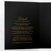 Invitation Trois Volets Simple Elegance Black & Gold Mariage Suite (Intérieur en premier)