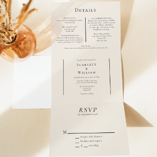Invitation Trois Volets Simple Mariage à feutre de chute minimale