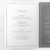 Invitation Trois Volets Simple Mariage Élégant Monogramme Gris Foncé (Intérieur en premier)
