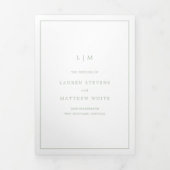 Invitation Trois Volets Simple Mariage Élégant Monogramme Vert Sauge (Page de couverture)