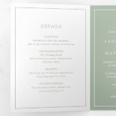 Invitation Trois Volets Simple Mariage Élégant Monogramme Vert Sauge (Intérieur en premier)