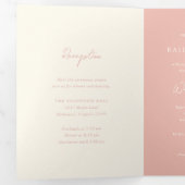 Invitation Trois Volets Simple Mariage Moderne aux Pêches (Intérieur en premier)