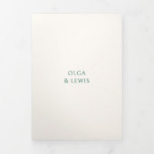 Invitation Trois Volets Simple Mariage Moderne Vert Émeraude (Page de couverture)