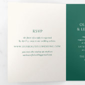 Invitation Trois Volets Simple Mariage Moderne Vert Émeraude (Intérieur en premier)