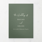 Invitation Trois Volets Simple mariage vert olive moderne (Page de couverture)