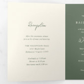 Invitation Trois Volets Simple mariage vert olive moderne (Intérieur en premier)