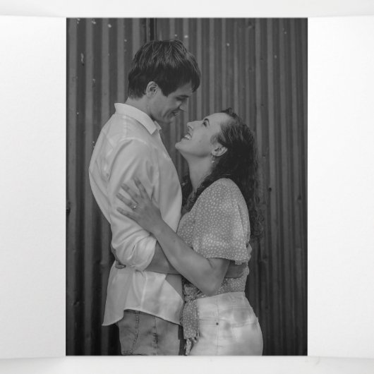 Invitation Trois Volets Simple Modern QR Code Photo Elegant Wedding (Intérieur au milieu)