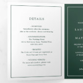 Invitation Trois Volets Simple Monogramme Vert de Forêt Mariage Élégant (Intérieur en premier)