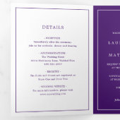 Invitation Trois Volets Simple Monogramme Violet Élégant Mariage (Intérieur en premier)