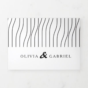 Invitation Trois Volets Simple noir blanc mariage
