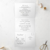 Invitation Trois Volets Simple noir blanc mariage (Intérieur)