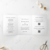 Invitation Trois Volets Simple noir et blanc Gras QR Code moderne Mariage (Intérieur)