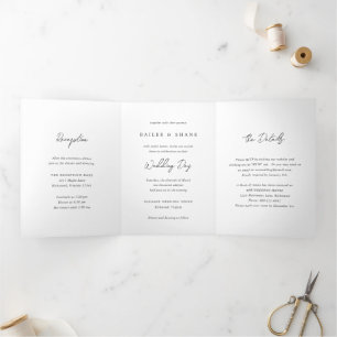 Invitation Trois Volets Simple noir et blanc Mariage moderne