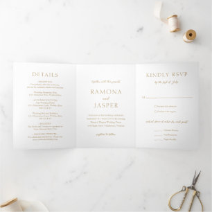Invitation Trois Volets Simple Or Moderne Mariage En Or