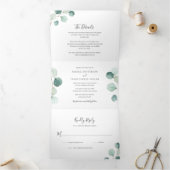 Invitation Trois Volets Simple Rustique Eucalyptus Verdure Mariage élégant (Intérieur)