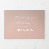 Invitation Trois Volets Simple Taupe Beige & Blush Pink Ombre Mariage (Page de couverture)