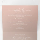 Invitation Trois Volets Simple Taupe Beige & Blush Pink Ombre Mariage (Intérieur en premier)