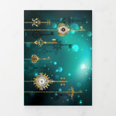 Invitation Trois Volets Skeleton Keys on Green Background (Page de couverture)