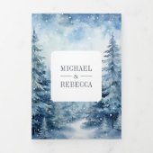 Invitation Trois Volets Snowy Winter Pine Forest Photo Collage Mariage (Page de couverture)