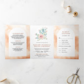 Invitation Trois Volets Soft Terracotta Arch Désert Floral Cactus Mariage (Intérieur)