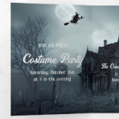 Invitation Trois Volets Soirée d'Halloween sombre et Éffrayante (Intérieur en premier)