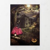Invitation Trois Volets Soirée noire fête d'Halloween (Page de couverture)