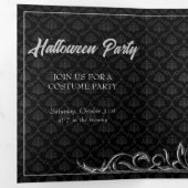Invitation Trois Volets Soirée noire fête d'Halloween (Intérieur en premier)