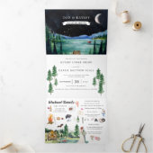 Invitation Trois Volets Station de camping Lakeside | Mariage illustré (Intérieur)