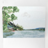 Invitation Trois Volets Station de camping Lakeside | Mariage illustré (Intérieur en premier)