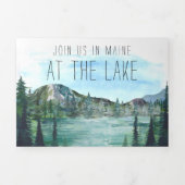 Invitation Trois Volets Station de camping Lakeside | Mariage illustré (Page de couverture)