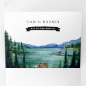 Invitation Trois Volets Station de camping Lakeside | Mariage illustré (Intérieur en premier)