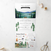 Invitation Trois Volets Station de camping Lakeside | Mariage illustré (Intérieur)