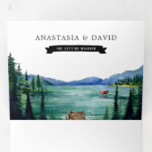 Invitation Trois Volets Station de camping Lakeside | Mariage illustré (Intérieur en premier)
