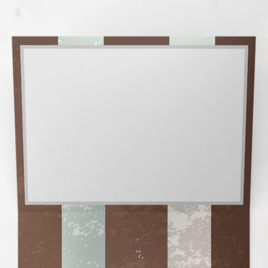 Invitation Trois Volets Steampunk Clock and Turquoise Roses on Striped (Intérieur en premier)