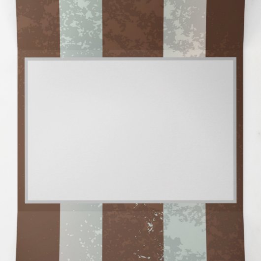 Invitation Trois Volets Steampunk Clock and Turquoise Roses on Striped (Intérieur au milieu)