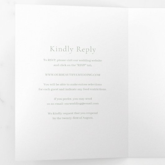 Invitation Trois Volets Style Sage Green Mariage moderne (Intérieur en premier)