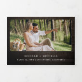 Invitation Trois Volets Succulent verdure Cactus Bois QR Code Mariage (Page de couverture)