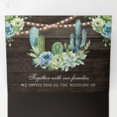 Invitation Trois Volets Succulent verdure Cactus Bois QR Code Mariage (Intérieur en premier)