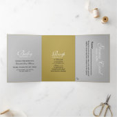 Invitation Trois Volets Suite Baby shower argent et or simple (Intérieur)