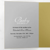 Invitation Trois Volets Suite Baby shower argent et or simple (Intérieur en premier)