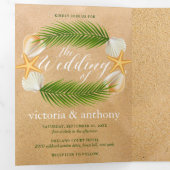 Invitation Trois Volets Suite de mariage de plage de sable de la couronne (Intérieur en premier)