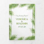 Invitation Trois Volets Suite de mariage Feuille de plage Tropical Palm (Page de couverture)
