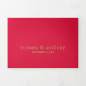 Invitation Trois Volets Suite de Mariage rouge bleu marine moderne (Page de couverture)