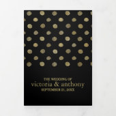 Invitation Trois Volets Suite de Mariages Pois Black & Gold moderne (Page de couverture)