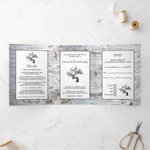 Invitation Trois Volets Suite Mariage Birch Tree