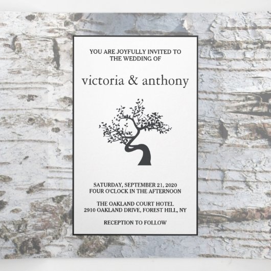 Invitation Trois Volets Suite Mariage Birch Tree (Intérieur au milieu)