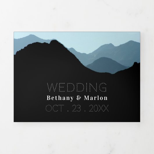 Invitation Trois Volets Suite Mariage Blue Mountain Range (Page de couverture)