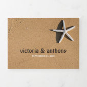 Invitation Trois Volets Suite Mariage de plage Starfish (Page de couverture)
